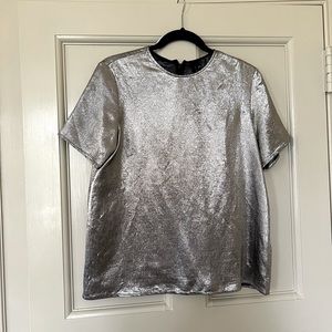 Topshop Boutique shiny silver top size 4